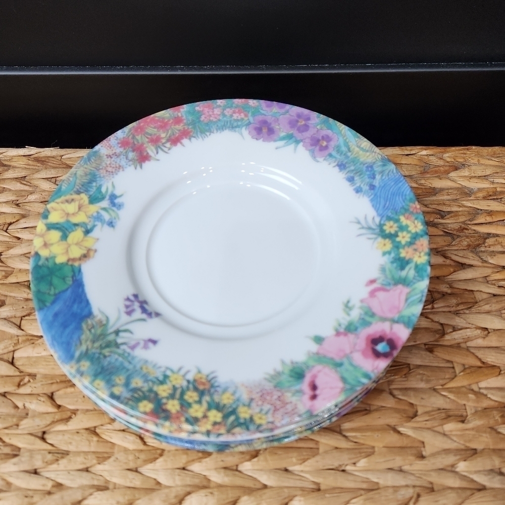 Nikko, Secret Garden Davir Tea Saucers, Set of 4 Fine China